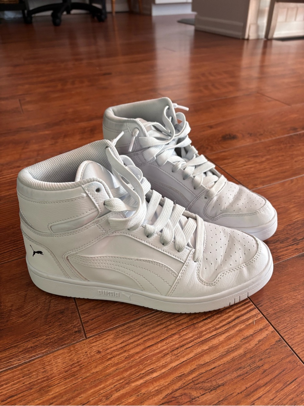 Puma White Kids High-Top Sneakers